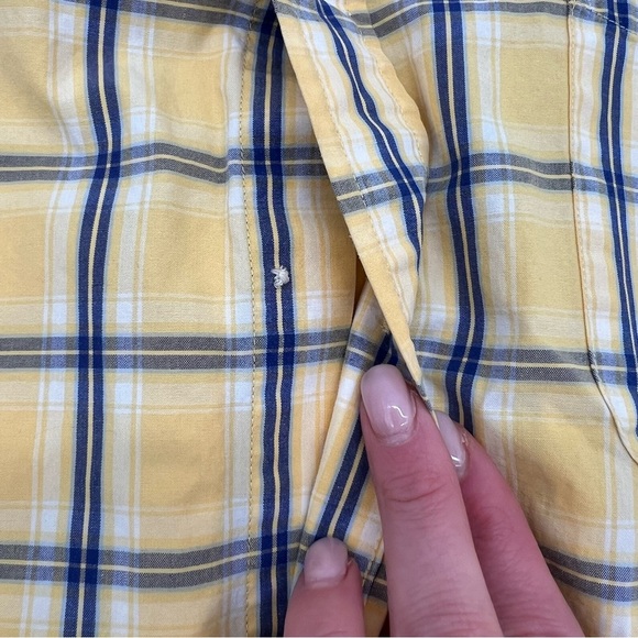 Vintage Y2K Tommy Hilfiger XL Yellow Plaid Shirt Crest Logo Streetwear 90s - Picture 6 of 11